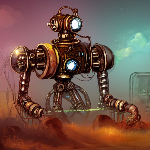 A Stable Diffusion generated picture of a steampunk robot